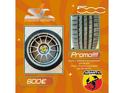 Fiat 4x cerchi in lega per Fiat 500 / 500 Abarth + Gomme