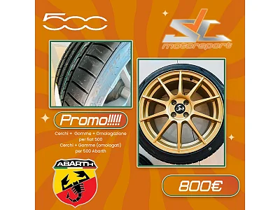 Fiat 4x cerchi in lega per Fiat 500 / 500 Abarth + Gomme